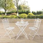 Bistroset Biella metaal tuintafel met 2 tuinstoelen wit, Tuin en Terras, Verzenden, Nieuw