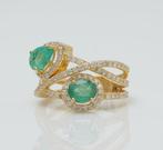 Statement ring - 14 karaat Geel goud - 2.21ct. tw. Smaragd -