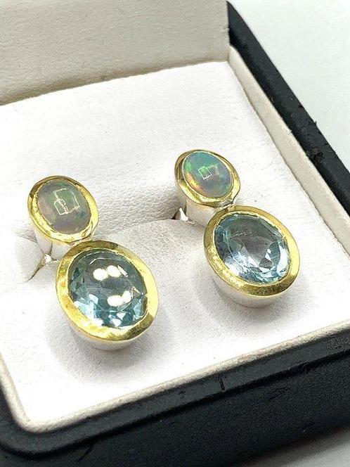 Zonder Minimumprijs - Oorbellen Verguld, Zilver Opaal -, Sieraden, Tassen en Uiterlijk, Oorbellen