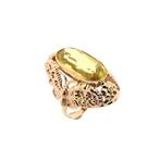 Vintage roségouden vlinderring gezet met beryl (gouden ring, Gebruikt, Overige kleuren, Ophalen of Verzenden, 17 tot 18