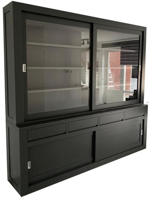 Buffetkast XXL design zwart – zwart 260 x 240cm, Huis en Inrichting, Kasten | Buffetkasten, Ophalen of Verzenden