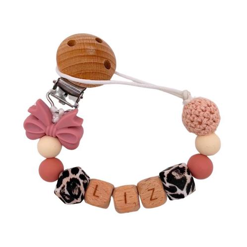 Speenkoord Strik Panter - Met eigen naam - € 13,95, Kinderen en Baby's, Babymode-accessoires, Nieuw