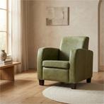 Leren fauteuil Joy - Kenia Olive (olijf) - Poten hout bruin, Nieuw, Ophalen of Verzenden, Eigentijds, Klassiek, Modern, 50 tot 75 cm