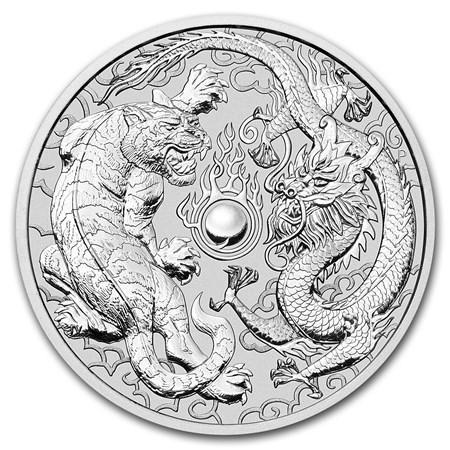 Dragon and Tiger 1 oz 2018 (50.000 oplage), Postzegels en Munten, Munten | Oceanië, Losse munt, Zilver, Verzenden