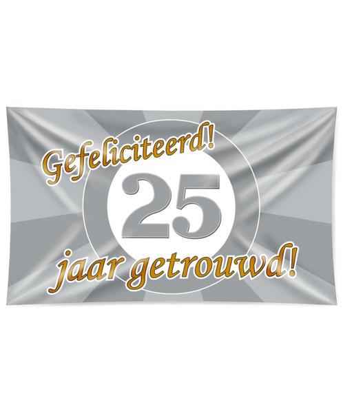 Gevelvlag 25 Jaar Getrouwd 1,5m, Hobby en Vrije tijd, Feestartikelen, Nieuw, Verzenden