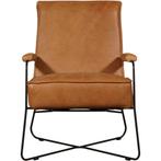 Leren fauteuil Hope - Vintage Cognac (cognac), Nieuw, Ophalen of Verzenden, Eigentijds, Industrieel, Modern, Scandinavisch, 50 tot 75 cm