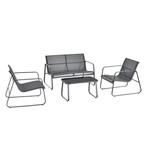 Tuinset 4-delig Palencia loungeset donkergrijs en zwart, Tuin en Terras, Verzenden, Nieuw