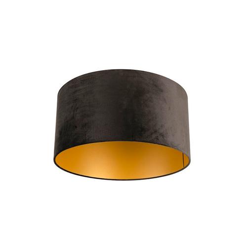 Velours lampenkap zwart 50/50/25 met gouden binnenkant, Huis en Inrichting, Lampen | Lampenkappen, Minder dan 25 cm, Overige vormen