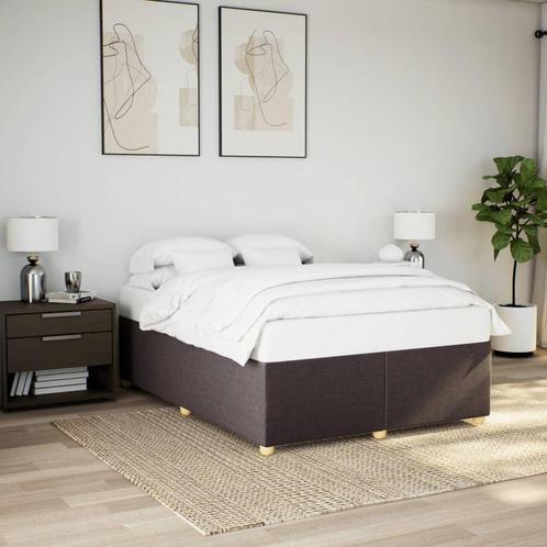 vidaXL Bedframe zonder matras stof donkerbruin 140x190 cm, Huis en Inrichting, Slaapkamer | Bedden, 140 cm, 190 cm of minder, Bruin