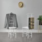 Dressboy kledingrek stoel 107x45x45 cm metaal en MDF wit, Huis en Inrichting, Nieuw, Verzenden