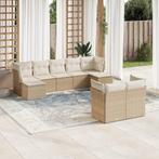 vidaXL 9-delige Loungeset met kussens poly rattan beige, Verzenden, Nieuw, Rotan, Loungeset