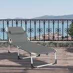 AufuN Zonneligstoel, inklapbaar met dak en zijvak, 195 x 68, Huis en Inrichting, Verzenden, Zo goed als nieuw