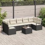 vidaXL 8-delige tuinset met kussens in zwart poly rattan, Tuin en Terras, Verzenden, Nieuw, Rotan, Tuinset
