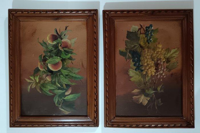 Scuola Inglese (XIX) - Nature morte, Antiek en Kunst, Kunst | Schilderijen | Klassiek