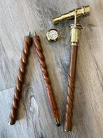 Wandelstok - Wandelstok met zwaar messing handvat klok en, Antiek en Kunst