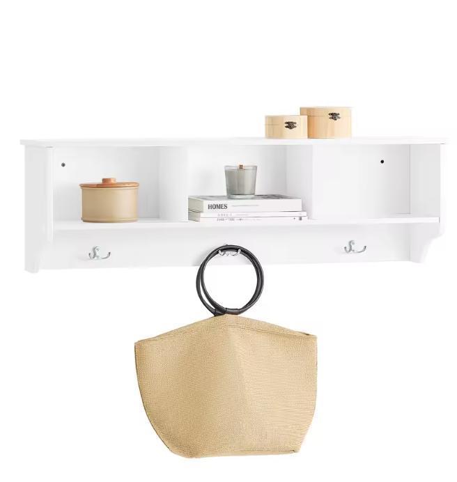 Wandkapstok met Plank – Wit MDF 100 cm Kapstok met 3 Haken, Huis en Inrichting, Kasten | Wandmeubels, Nieuw, Verzenden