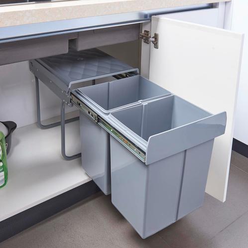[en.casa] Inbouw prullenbak Froland 2x20 L grijs, Huis en Inrichting, Woonaccessoires | Prullenbakken, Nieuw, Verzenden