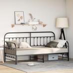 vidaXL Slaapbank met uitschuifbed 100x190 cm staal zwart, Huis en Inrichting, Slaapkamer | Bedden, 100 cm, Eenpersoons, Verzenden