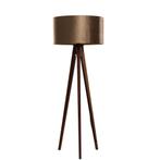 Vloerlamp tripod walnoot hout met velours kap brons 50cm -, Huis en Inrichting, Lampen | Vloerlampen, Nieuw, Overige materialen