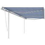 vidaXL Luifel handmatig uittrekbaar met palen 6x3,5 m blauw, Verzenden, Nieuw