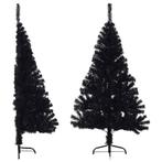 vidaXL Kunstkerstboom met standaard half 150 cm PVC zwart, Diversen, Kerst, Verzenden, Nieuw
