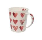 Porseleinen mok 500ml – witte mok met rode hartjes, Verzenden, Nieuw, Overige stijlen, Kop(pen) en/of Schotel(s)