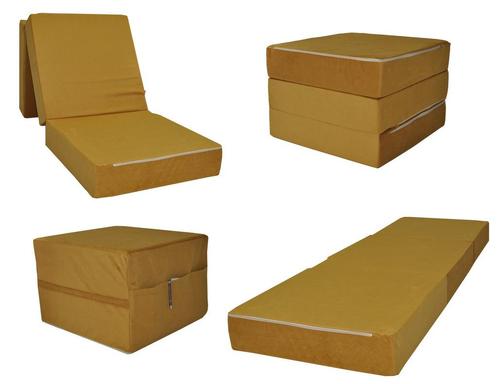 Opvouwbaar matras - logeermatras - 195x65x15 cm - okergeel, Huis en Inrichting, Slaapkamer | Matrassen en Bedbodems, Nieuw, Ophalen of Verzenden