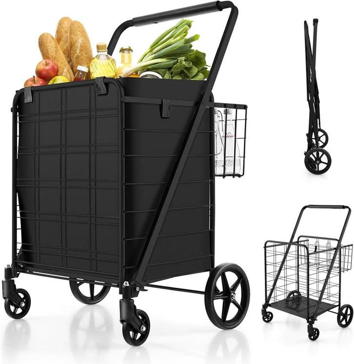 COSTWAY Boodschappentrolley, inklapbaar, boodschappentrolley, Huis en Inrichting, Woonaccessoires | Overige, Zo goed als nieuw