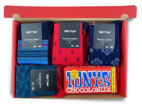 Naadloze sokken met chocolade - Giftbox - Glens - Rood, Kleding | Heren, Sokken en Kousen, Verzenden
