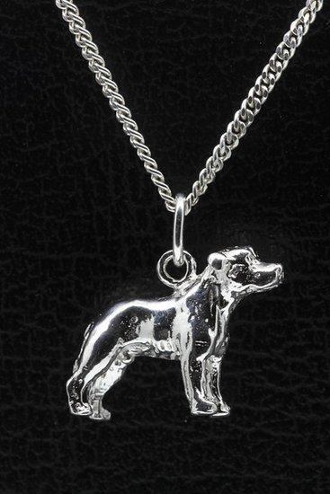 Zilveren Staffordshire bull terrier oren ongecoupeerd ket..., Sieraden, Tassen en Uiterlijk, Kettinghangers, Verzenden