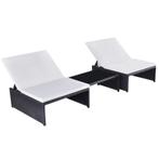vidaXL Tuinstoelen 2 st verstelbaar met tafel poly rattan, Tuin en Terras, Ligbedden, Verzenden, Nieuw