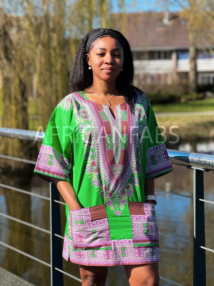 Groen Dashiki Shirt / Dashiki Jurk - Afrikaans shirt - Unise, Kleding | Heren, Overige Herenkleding, Nieuw, Ophalen of Verzenden