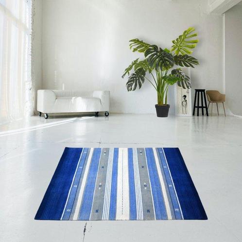 Gestreepte blauwe Gabbeh - Vloerkleed - 180 cm - 120 cm -, Huis en Inrichting, Stoffering | Tapijten en Kleden