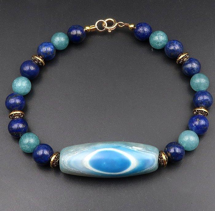 Lapis lazuli - Jadéite - Armband - Dzi Oog van Boeddha:, Antiek en Kunst, Antiek | Boeken en Bijbels
