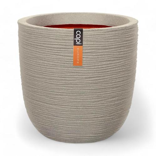 Capi Europe Bloempot bol Waste Rib NL 43x41cm Lichtgrijs, Tuin en Terras, Bloempotten, Ophalen of Verzenden