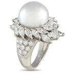 Ring Platina, Platina 2,47 ct diamant en parel ring -, Sieraden, Tassen en Uiterlijk, Ringen, Nieuw