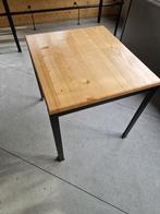 Tafel 80x80 cm, Houten Blad, Metaal Onderstel, gebruikt -, Ophalen of Verzenden, Gebruikt