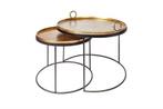 Set van 2 ronde salontafels ELEMENTS 65cm goud zwart metalen, Nieuw, Ophalen of Verzenden