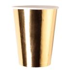 8x stuks glimmende gouden bekers/cups van karton - Papiere.., Hobby en Vrije tijd, Feestartikelen, Verzenden, Nieuw