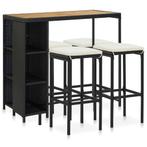 vidaXL 5-delige Tuinbarset met kussens poly rattan zwart, Tuin en Terras, Tuinsets en Loungesets, Verzenden, Nieuw, Rotan