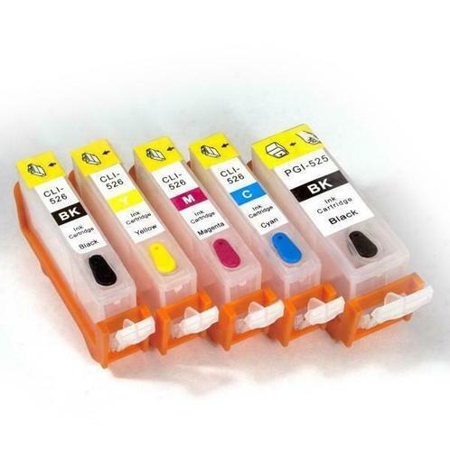 Hervulbare cartridge Canon PGI 525 BK CLI 526 BK C M Y, Computers en Software, Printerbenodigdheden, Nieuw, Ophalen of Verzenden