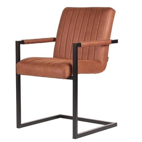 LABEL51 Eetkamerstoel Milo - Cognac - Microfiber, Huis en Inrichting, Stoelen, Ophalen of Verzenden