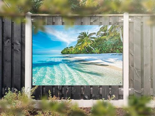 NR 1318: Tuinposter Tropisch strand 120x180cm, Tuin en Terras, Tuinwanddecoratie, Nieuw
