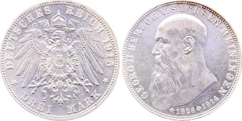 Duitsland 3 Mark Georg Ii Sachsen-meiningen 1915 auf den..., Postzegels en Munten, Munten | Europa | Niet-Euromunten, Verzenden