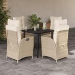 vidaXL 5-delige Tuinset met kussens poly rattan beige, Tuin en Terras, 4 zitplaatsen, Nieuw, Tuinset, Verzenden