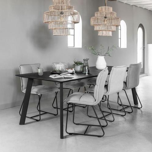 *WOONWINKEL* Eettafel Zwart Teakhout 225 Cm, Huis en Inrichting, Tafels | Eettafels, Nieuw, Verzenden