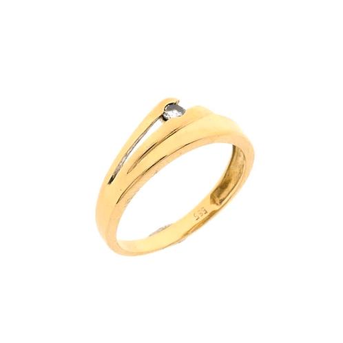Gouden ring met zirconia (geelgoud, damesring, dames), Sieraden, Tassen en Uiterlijk, Ringen, Dame, Met edelsteen, Overige kleuren