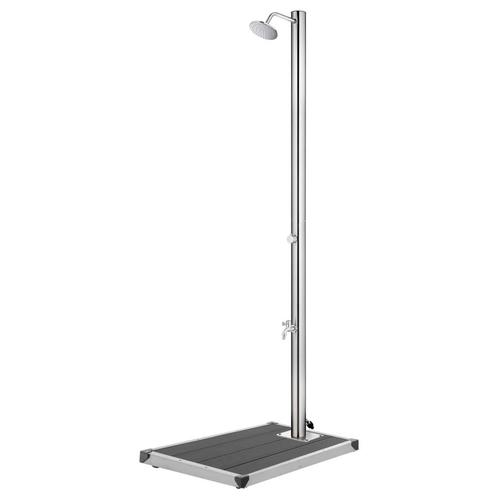 vidaXL Buitendouche met grijze basis 220 cm roestvrij staal, Tuin en Terras, Zwembad-toebehoren, Nieuw, Verzenden