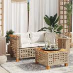 vidaXL Tuinbanken 2 st met kussens poly rattan beige, Verzenden, Nieuw, Rotan