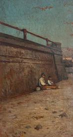Giuseppe Laezza (1835-1905) - Pescatori a Napoli, Antiek en Kunst, Kunst | Schilderijen | Klassiek